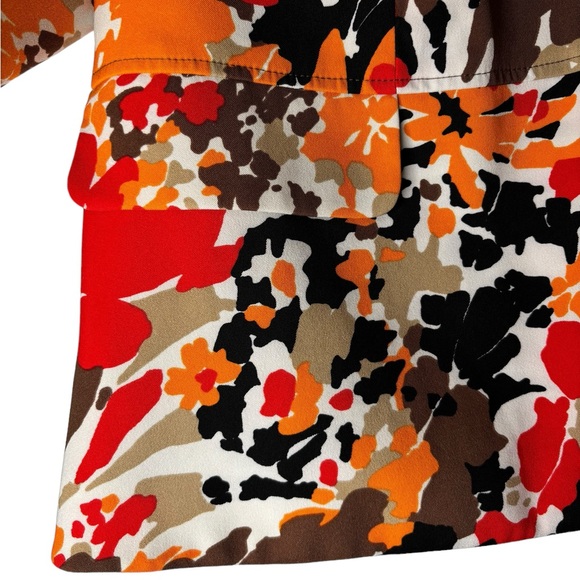 KASPER Plus Multicolor Red & Orange Abstract Floral Pattern Double Button Blazer - Picture 14 of 16